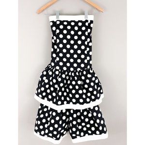 Vintage Jessica Howard Black White Polka Dot Strapless Tiered Party 80's Dress